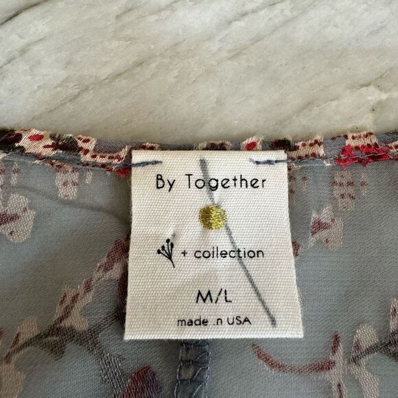 By Together Blouse Kimono Top Floral Open Front M/L - Picture 4 of 6